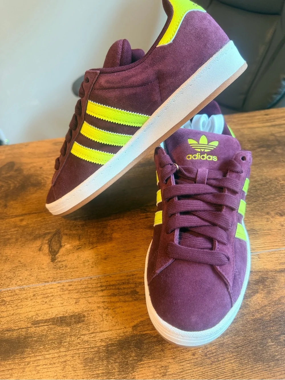 adidas Campus Suede Sneaker - Purple/Neon Yellow 7.5M/8.5W
